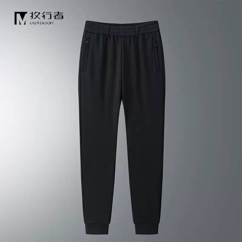 秋冬季加绒加厚情侣休闲收口长裤运动潮黑色梭织裤，可团购印logo