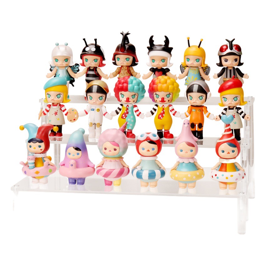 Acrílico de tres capas hechas a mano muñeca burbuja Matt Doll Jasmine cosméticos trapezoidal cartera joyería soporte de exhibición