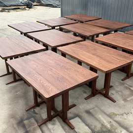 实木餐桌老榆木咖啡桌中古原木餐桌复古长方形家用餐桌阳台喝茶桌