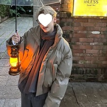 冬季新款韩版棉服外套男生绅士复古港风PU皮衣棉袄潮学生宽松棉衣