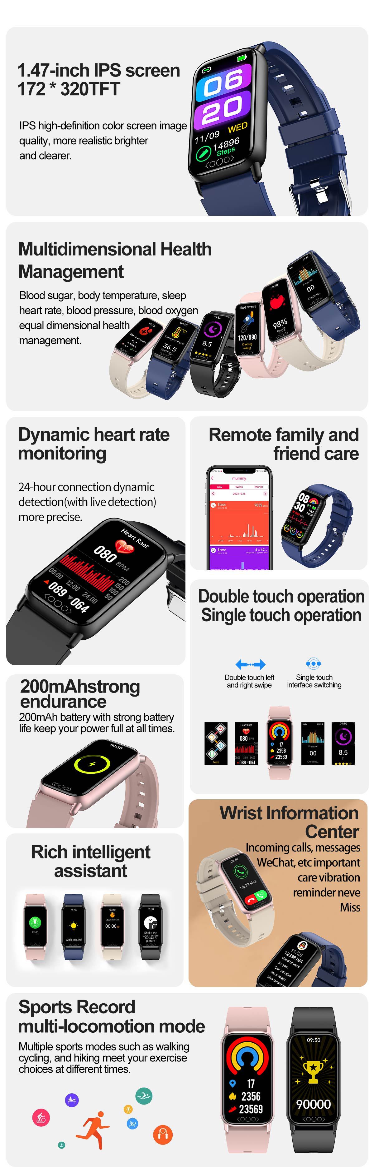 TK72 Smart Watch 1.47 inch heart rate blood pressure blood_voghion.com