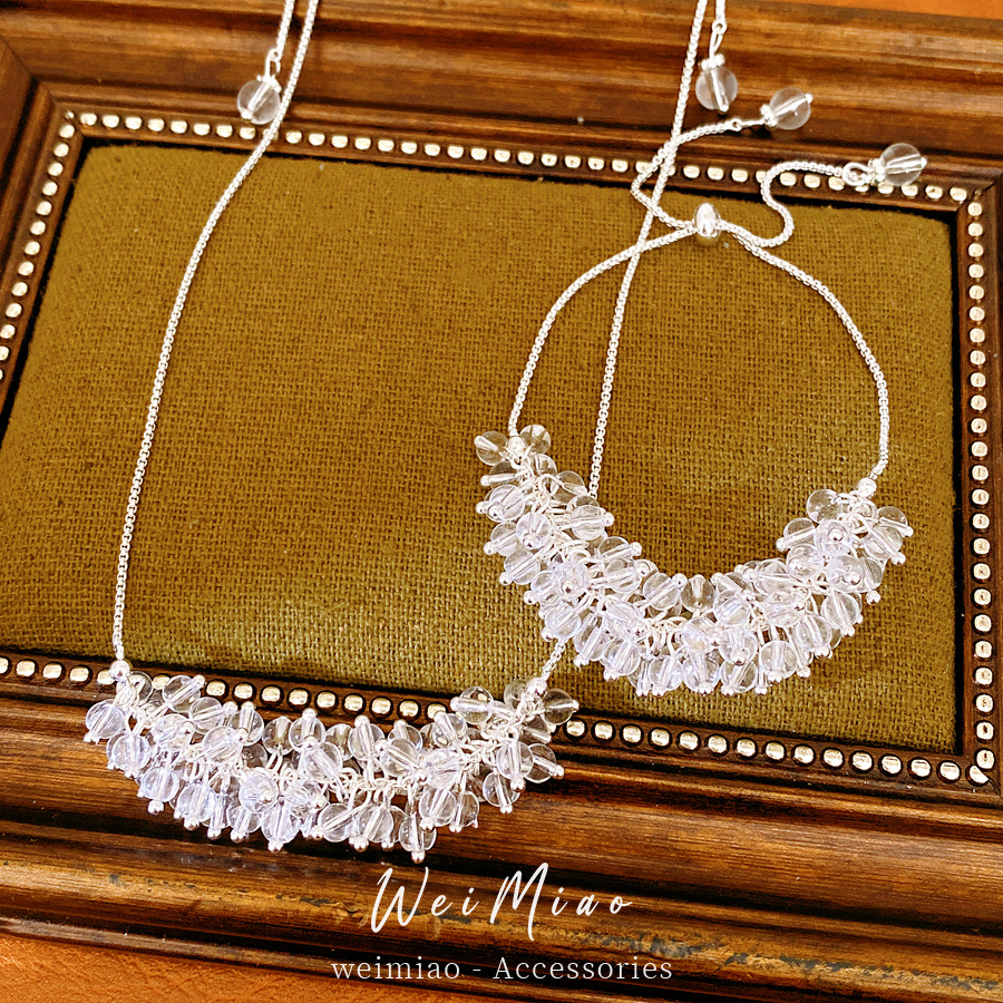 Collar de cuentas de vidrio frío temperamento de moda suéter cadena de lujo ligero conjunto de joyería al por mayor