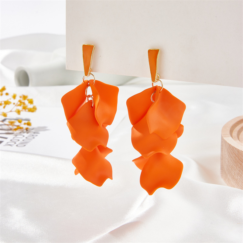 Leaf Pattern Women'S Gender 1 Pair Fashion Leaf Plating Arylic Drop Earrings