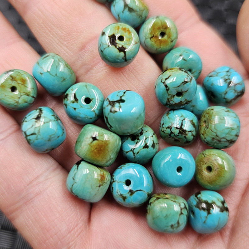 Optimized Turquoise Old-Style Beads Imitation Jade Loose Beads 16 mm Antique Turquoise Cylindrical Bracelet Necklace Jewelry Beads