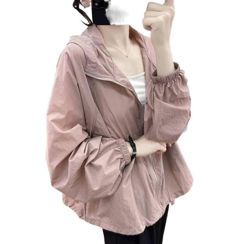 2025夏季新款防晒衣女宽松透气时尚洋气连帽开衫防晒服薄外套上衣|undefined