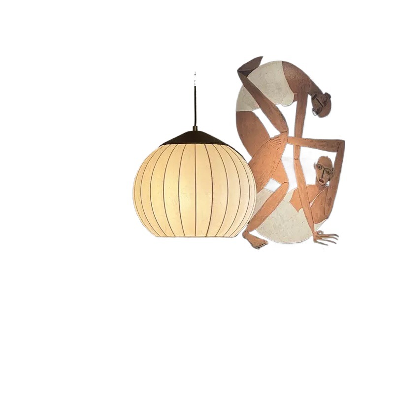 estilo japonés de estilo tranquilo retro bar lámpara de comedor dormitorio de vivienda calabaza impresa linterna de tela castaña medieval candelabrera