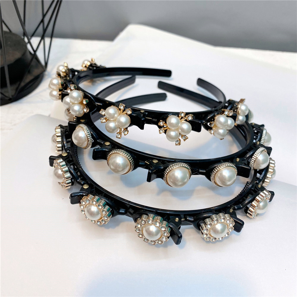 Fashion Full Drill Pearl Flower Headband display picture 1