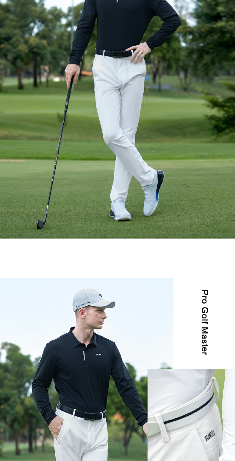 Quần dài golf nam PGM co giãn thoải mái, thắt lưng thun — KUZ187-quần trắng chi tiết 14