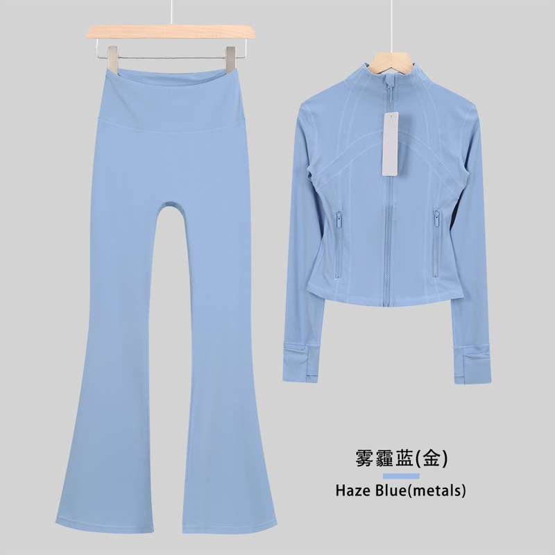 LULULACIE喇叭短款立领夹克运动套装DF外套上衣长袖女健身瑜伽服|undefined
