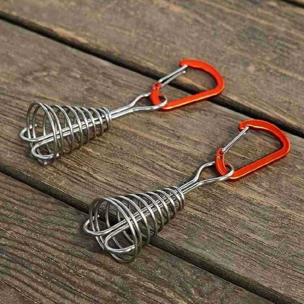 Outdoor camping octopus rope buckle camping deck nail stainless steel fixed tent rope buckle wooden hook spring wind rope hanging