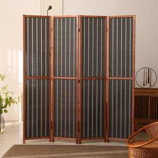 Factory wholesale modern simple pine bamboo woven home hotel study office movable folding screen partition