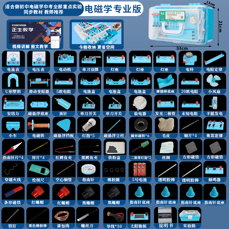 中学校物理電磁実験装置セット 高校入試物理実験装置 電磁光学実験ボックス