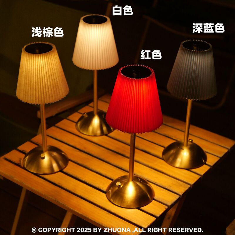 Amazon's Best-Selling Fabric Luminous Metal Table Lamp Led Rechargeable Decorative Atmosphere Light USB Restaurant Night Light