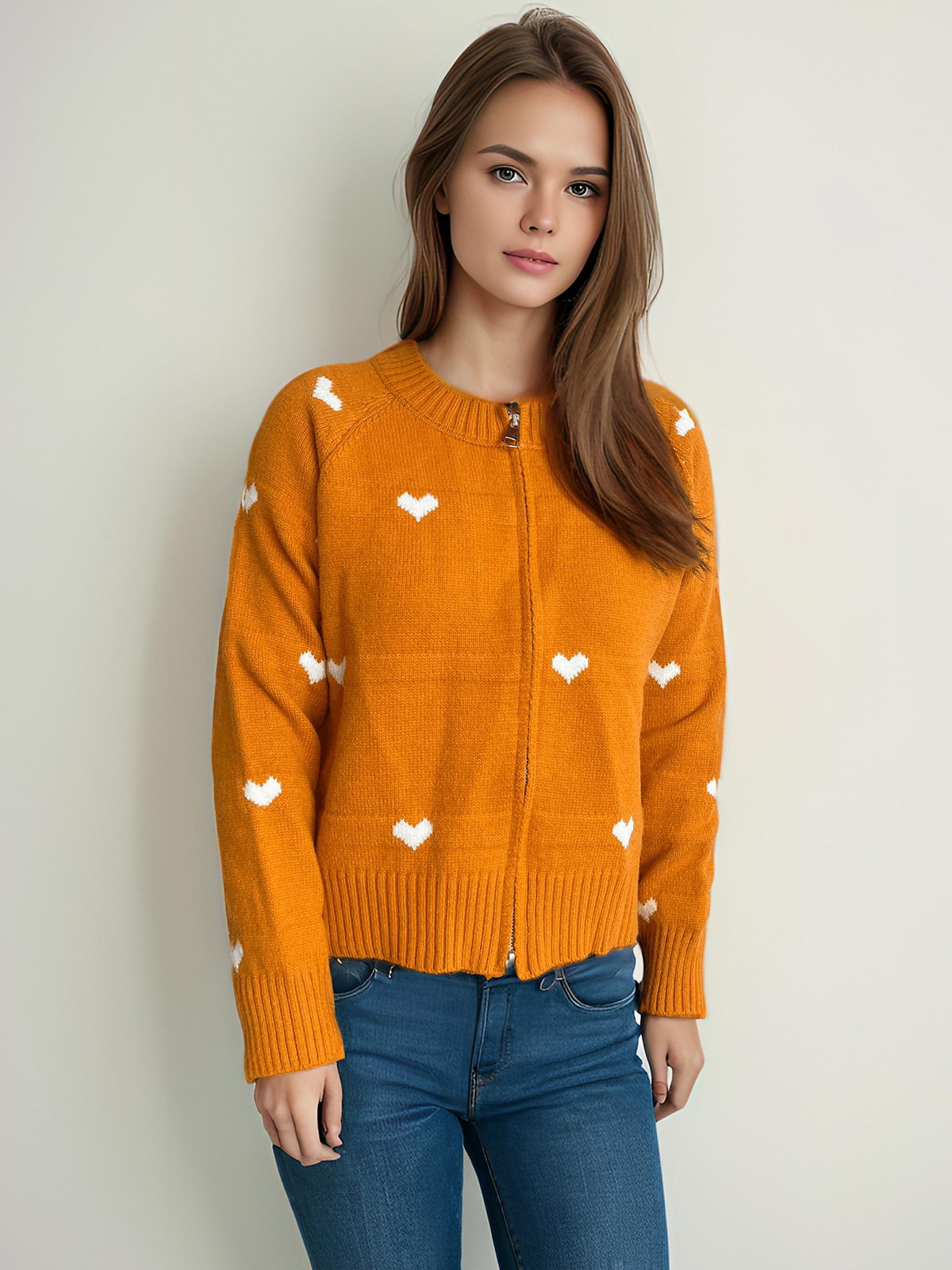 Love Jacquard Knitted Cardigan