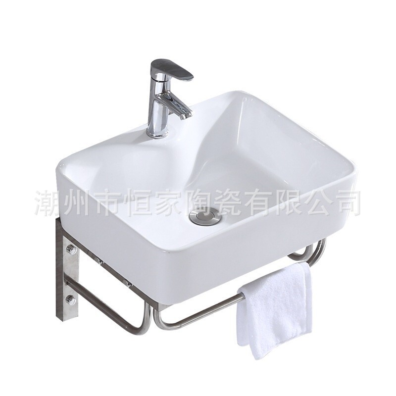 Economical Low Price Engineering Wash Basin Ceramic Square Bathroom Cabinet Basin Hanging Basin South America Central Southeast Africa Cameroon