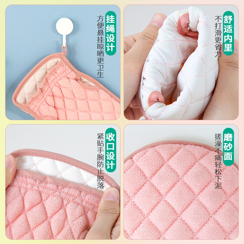 Color sólido dedo abierto de doble cara fuerte barro frotando la espalda descontaminación hombres y mujeres adultos Toalla de baño artefacto guantes de baño