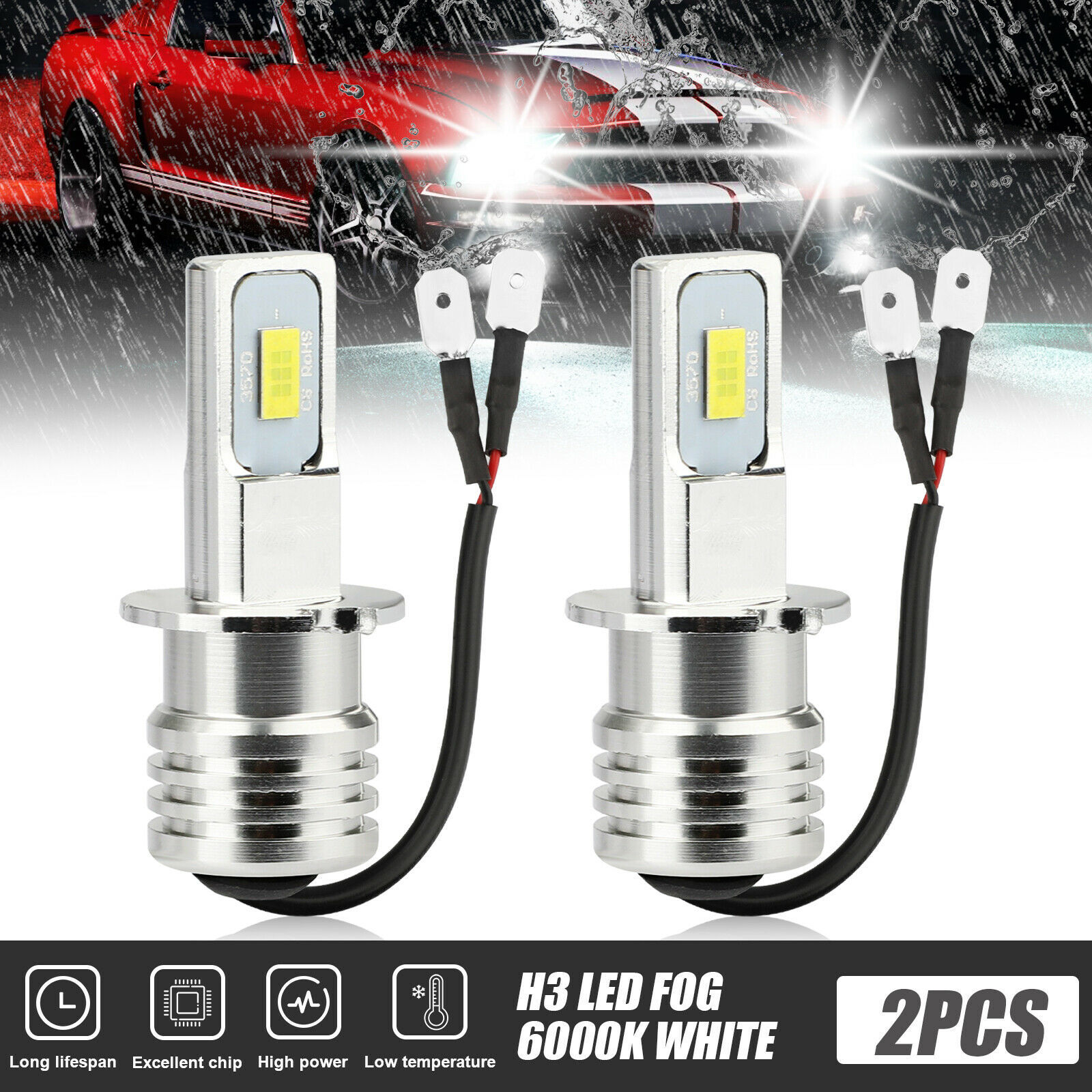 H3 80W 3570 2SMD 6000K luz azul de hielo luz decodificada de luz blanca luz LED delantera de niebla de automóvil luz de motocicleta