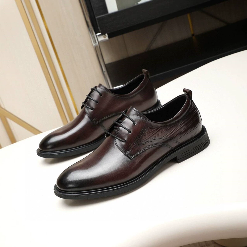 Мужская обувь Весенний и Осенний Новый кожаный бизнес кожаный ботинок Британская свадебная обувь жениха мужская дышащая мягкая подошва легкая одиночная обувь
