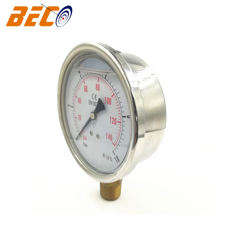 贝伊特BECO YN100半钢压力表硅油压力表 径向抗震压力表