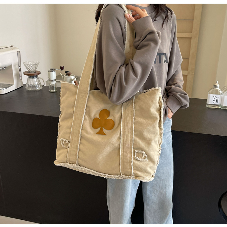 577g Weight Polyester Lining Material Sewing Thread Fashion Element Open Closure Type Double Handle Strap Type Tote Bag Bags Type Daily, Street, Shopping Occasion Canvas Material Solid Color Pattern All Seasons Season Women's Gender Streetwear Style Square Shape Large Size Women's Large Canvas Solid Color Streetwear Sewing Thread Square Open Tote Bag 17