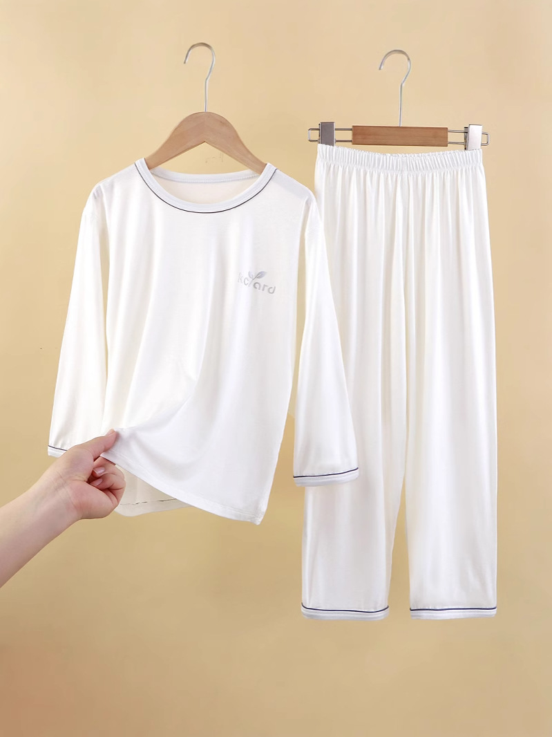 Conjunto de moda infantil de verano delgado niño de manga larga ropa de aire acondicionado para niños mayores ropa de hogar para niñas pijamas