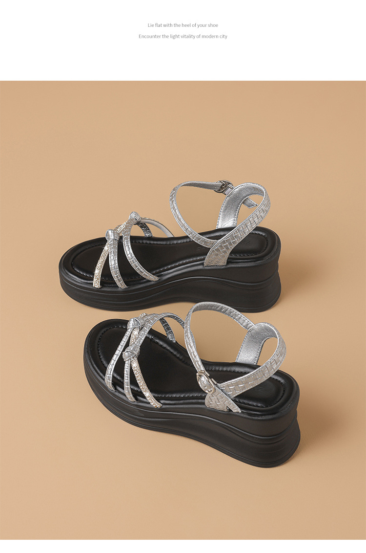 Sandal nữ đế xuồng cao gót quai ngang đính đá phong cách Pháp — JF577 Bạc chi tiết 23