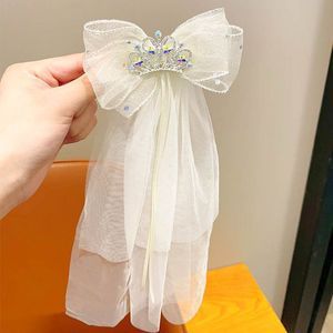 儿童头纱发夹女童蝴蝶结发卡冰雪奇缘发饰小女孩六一公主边夹头饰|undefined