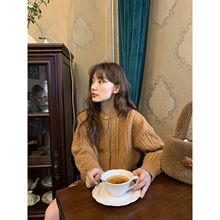 复古麻花肌理针织开衫女秋2025新款宽松小个子毛衣外套