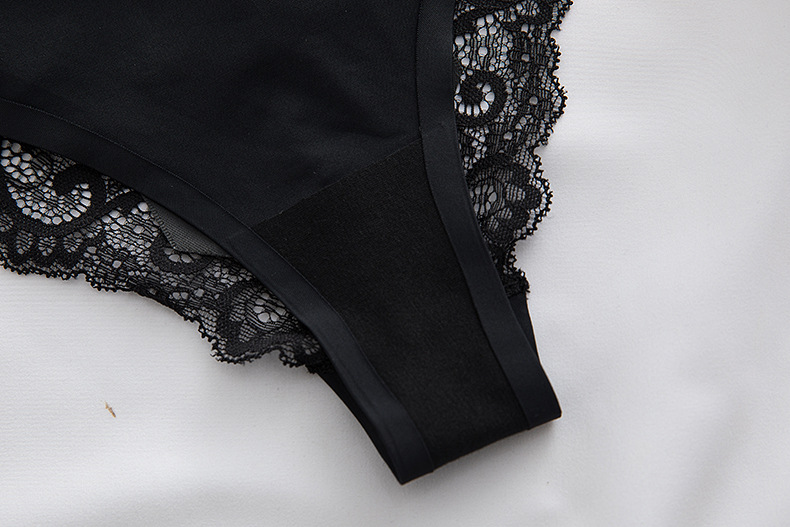 Women's Gender New Bow Sexy Lace Stitching Seamless Ice Silk Underwear Low Waist Women's Briefs Ml