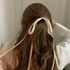 2023年新款復古法式蝴蝶結飄帶頭繩日系簡約百搭氛圍感女發繩頭飾