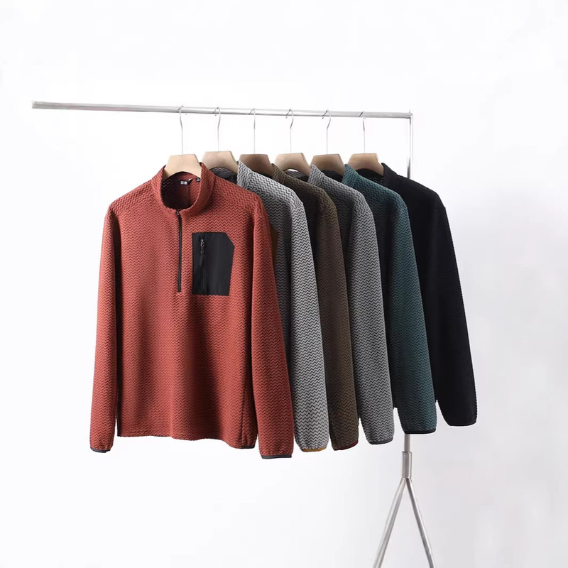 Mountain-Style Outdoor Fleece Clothing for Men and Women, Autumn and Winter Fleece Sweatshirts, Long-Sleeved Stand-Up Collar T-Shirts, Base Layer Shirts, Couple Style Tops