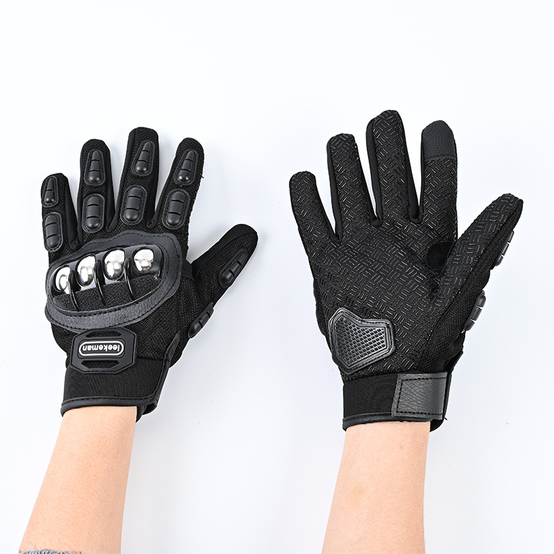 Motocicleta de acero inoxidable concha dura medio dedo guante de montar equipo de bicicleta de montaña para hombres transpirable