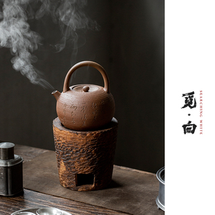 觅白陶壶砂铫提梁围炉煮茶跳刀炭炉煮水纯手工夫刻字潮州砂铫副榜-阿里巴巴