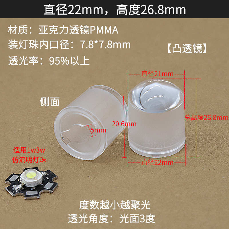 5 градусов - 3 градуса - диаметр 22 мм люмен - высота 26,8 мм