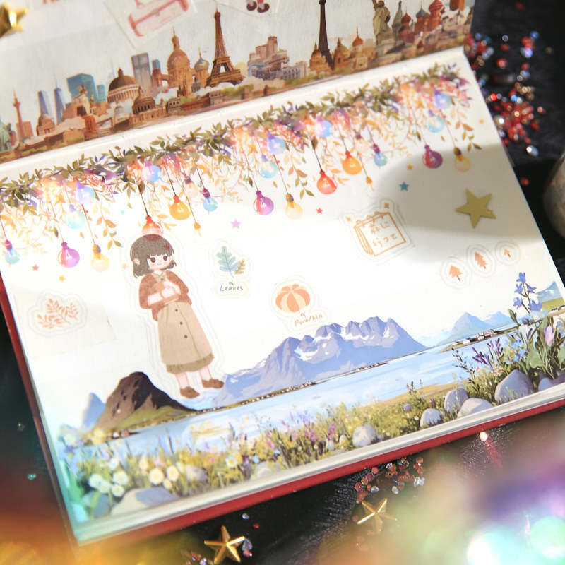 Papel Sr. un solo rollo de cinta collage serie de arte globo tema DIY decoración material adhesivo cinta adhesiva