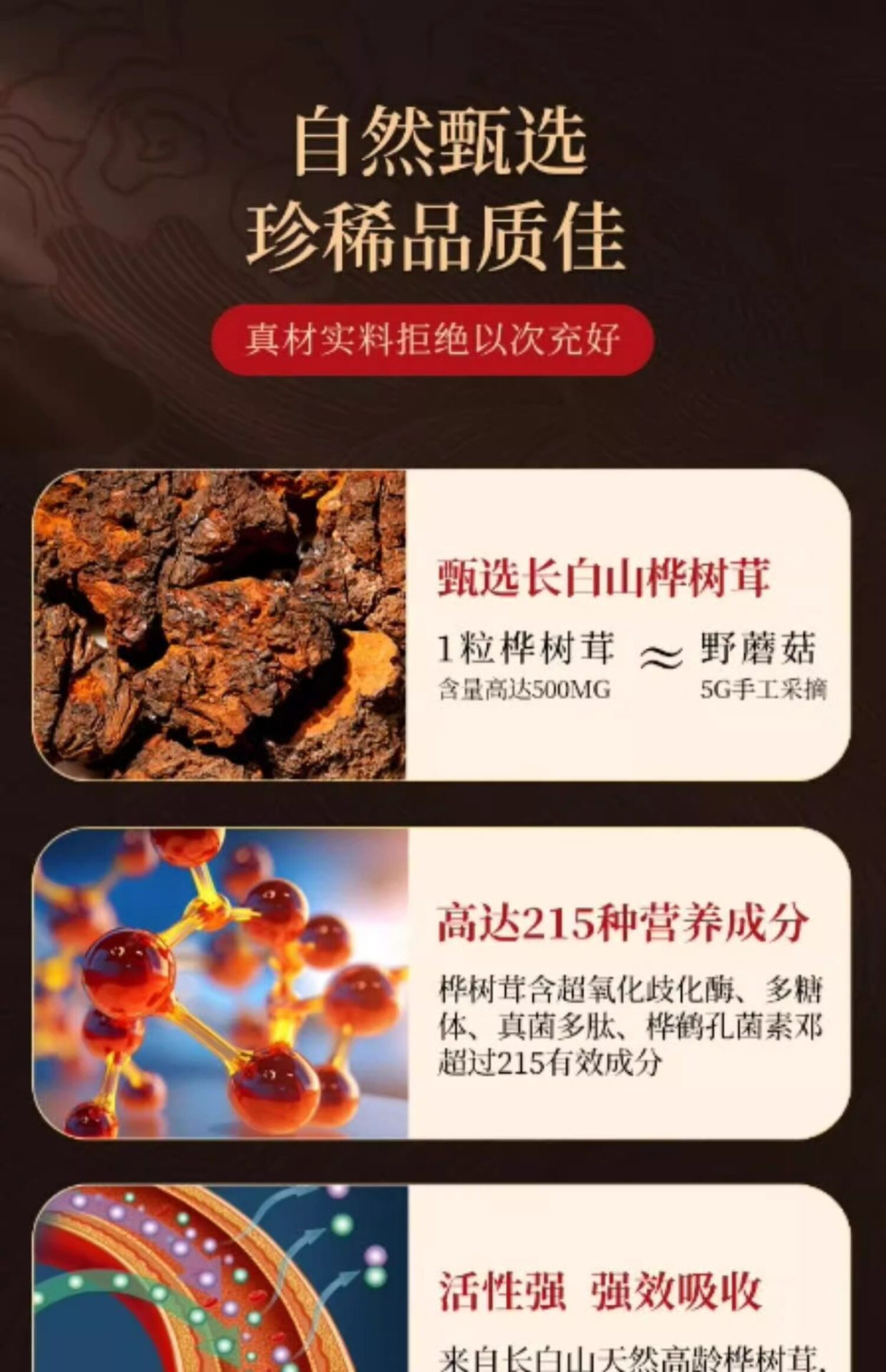 Wild Birch Chaga Mushroom 1000g Natural Sun Dried Siberian Inonotus obliquus for Decoction and Tea specifications