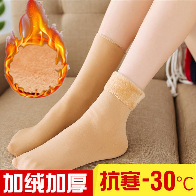 New Autumn and Winter Socks Women's Thickened fleece-lined Cold-proof Floor Socks for Men and Women Warm Snow Socks Mid-tube Socks