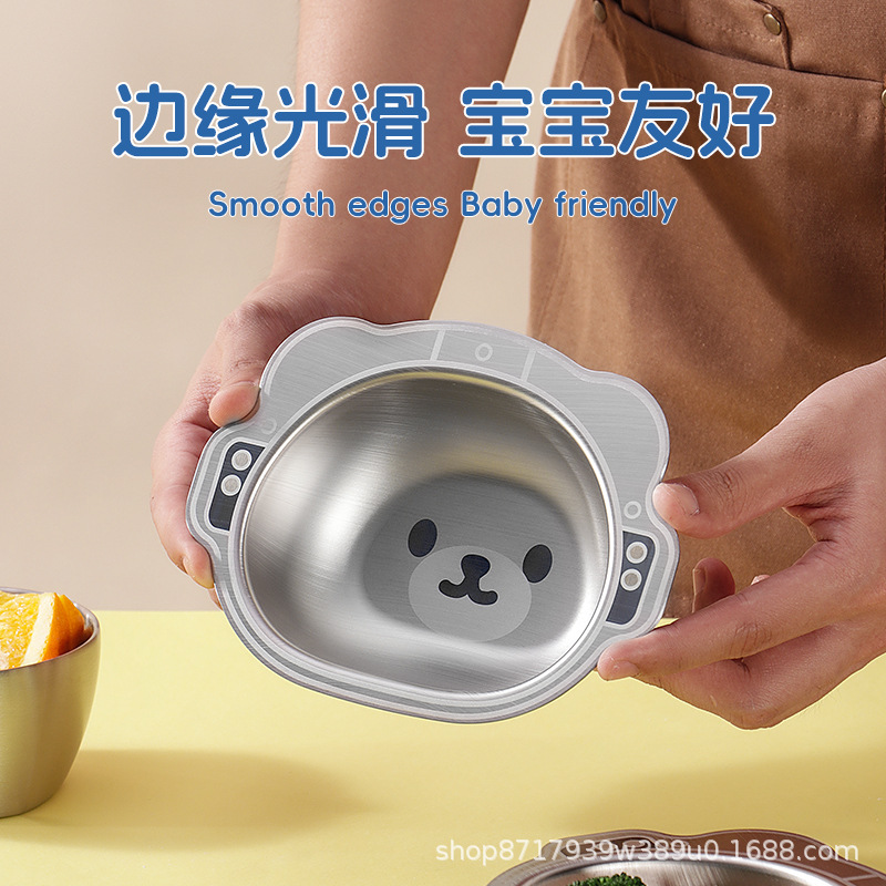 Aerospace cartoon creative kindergarten baby children's 304 stainless steel tableware dinner plate food grade with handle