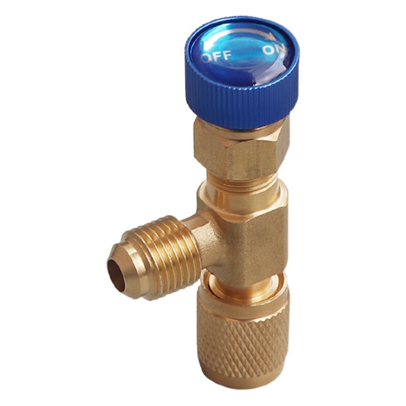 Interruptor de válvula de seguridad de tubería de líquido de fluoruro de aire acondicionado R22R410A conector de conversión de frecuencia válvula de líquido de nieve