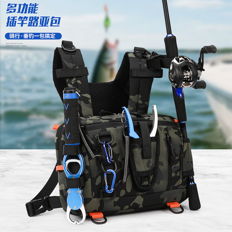 2025 New Luya Bag Multifunctional Detachable Chest Bag Fishing Waterproof Waist Bag Outdoor Wear-Resistant Backpack Tactical Vest