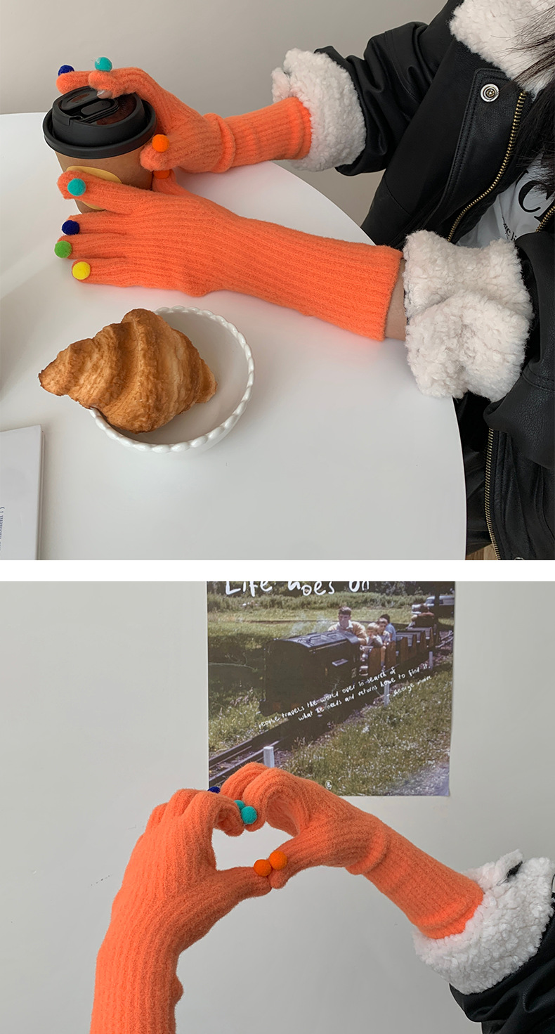 Plüschhandschuhe Mit Ball Damen Winter Warme Touchscreen Handschuhe_voghion.com