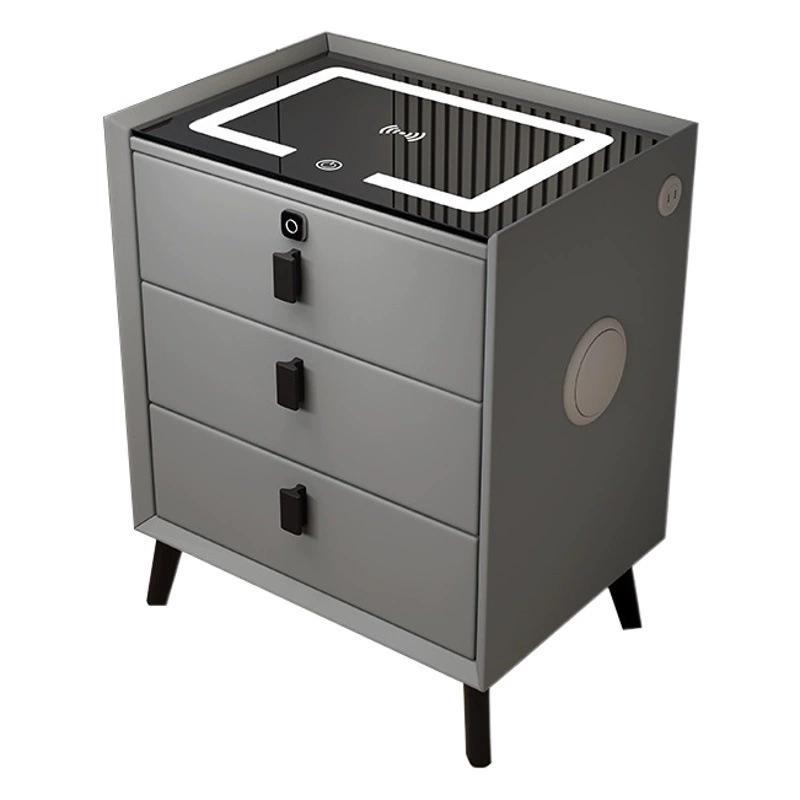 Умная прикроватная тумбочка с тремя ящиками, простой и современный шкафчик для хранения в маленькой квартире, прикроватная тумбочка с беспроводной зарядкой и звуком