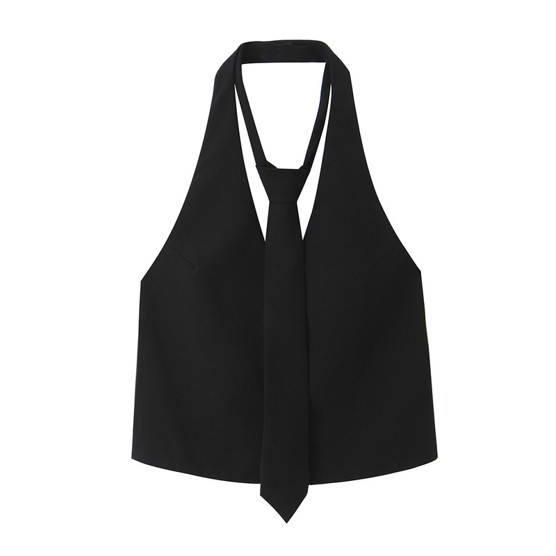 Foreign Trade Women's Clothing 2025 New Autum Style Halterneck Backless Detachable Tie Vest Top 5427793