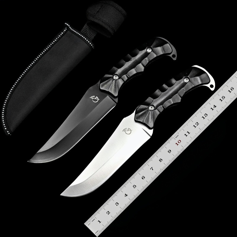 新款跨境直刀战术刀户外生存短刀具防身野外求生刀随身小刀水果刀