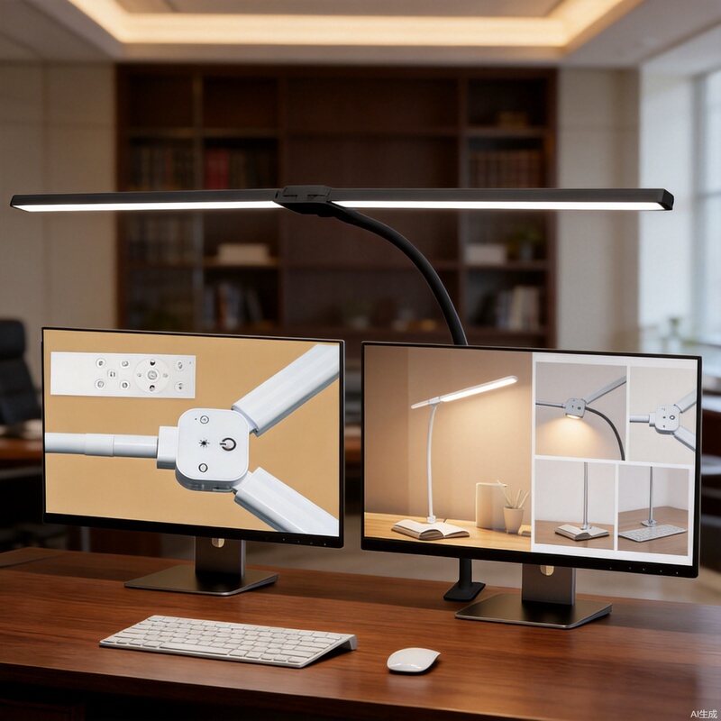 Cross-border dual-head desk lamp for home and office, gooseneck screen work and study LED desktop clamp eye-protection reading lamp Cross-border dual-head desk lamp for home and office, gooseneck screen work and study LED desktop clamp eye-protection reading lamp