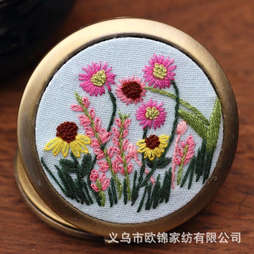 Oujin original hecho a mano tela/material paquete hecho a mano bordado espejo pequeño espejo DIY espejo cosmético