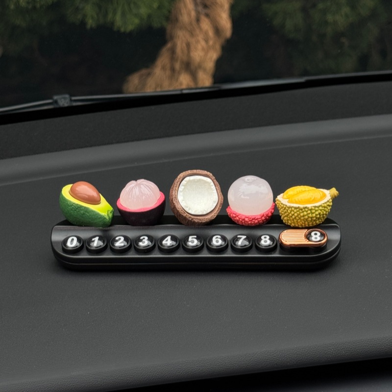 Fruit-Scented Number Plate for Good Luck, Temporary Parking Sign, Car Interior Decoration, Realistic Fruit Ornament