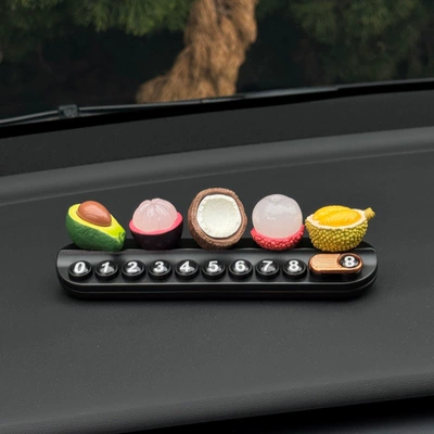 Car Interior Decoration, Realistic — Nömrəli dayanma kartı - half-peeled-fruit-five-piece-set-black-aromatherapy-stop-sign