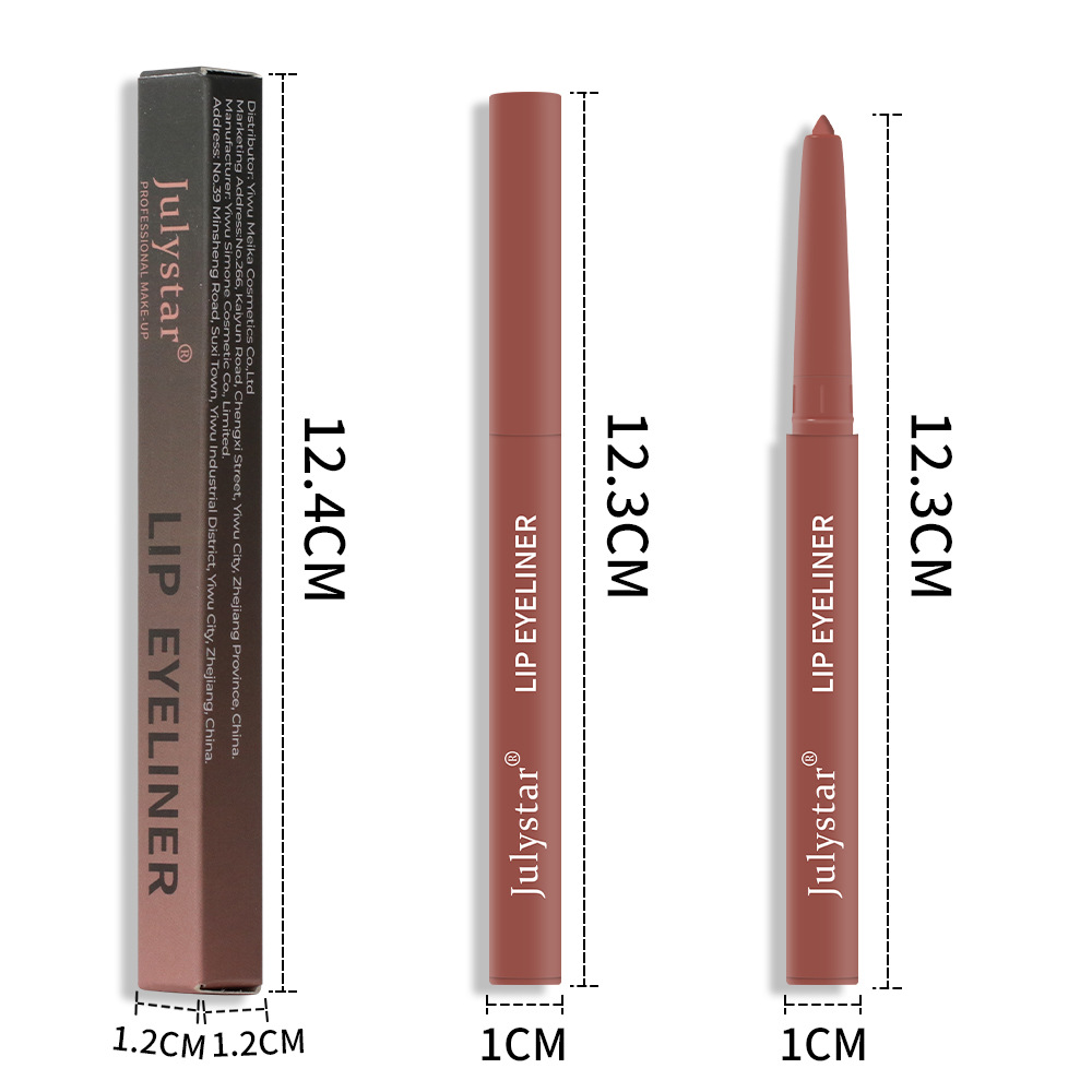 Julystar non-fading automatic lip liner pen, matte multi-color export lip gloss and lipstick pen from Europe and America Specification drawing
