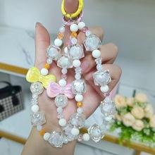 DIY串珠蝴蝶结手机链钥匙扣挂件 抖音直播手机挂链包包装饰品批发